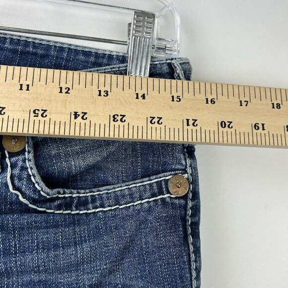 Vintage True Religion Rainbow Joey Jeans Womens 28 Low Rise Flare USA Distressed - Picture 5 of 16